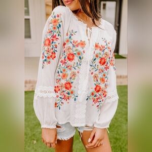 NEW! Impressions Dune Dreaming Embroidered Top In White, Size Medium